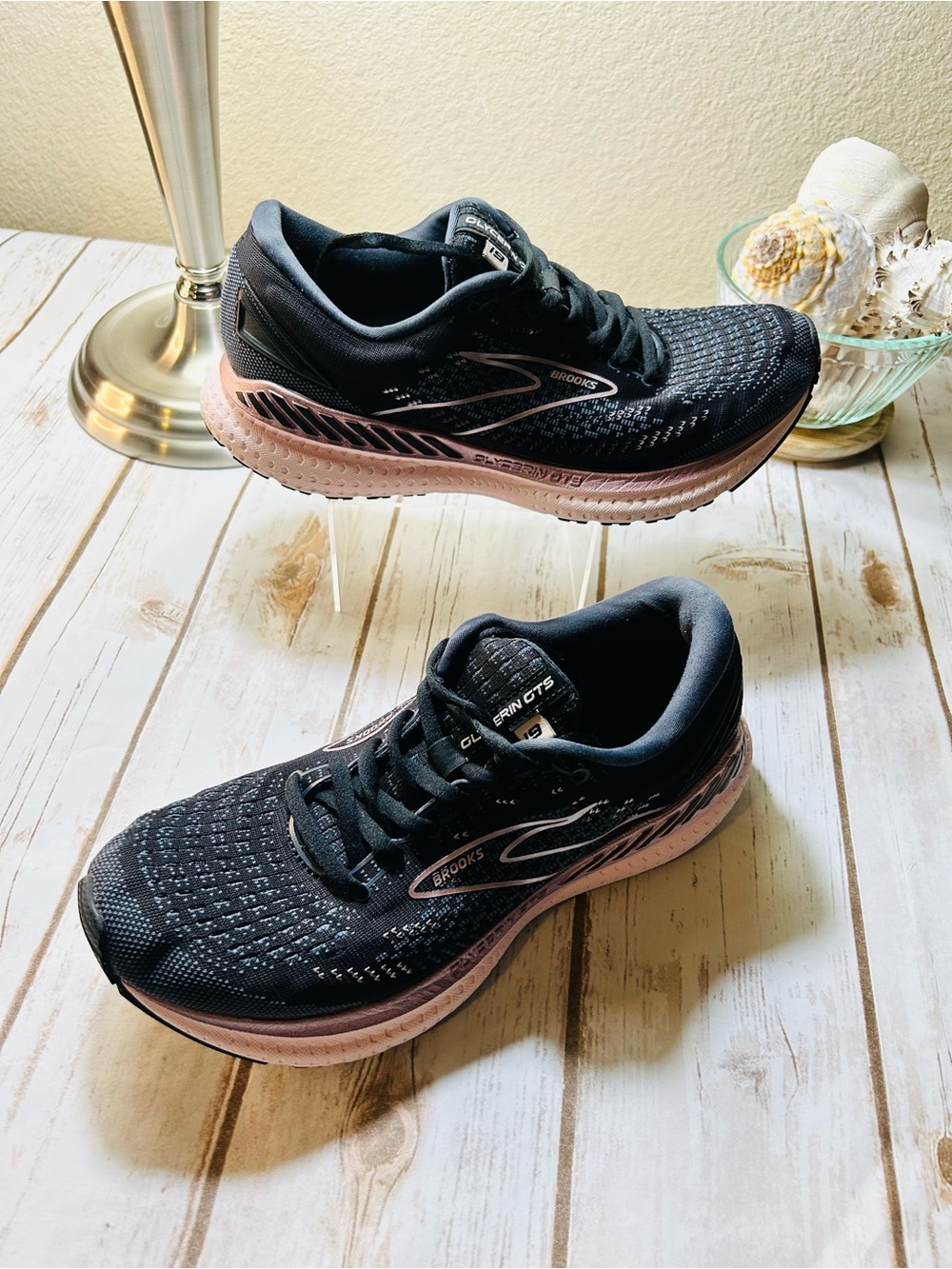 Brooks Glycerin GTS 19 Black and Pink Shoes Running Jogging  Walking
